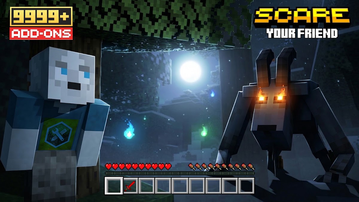 Custom mob addon at night in Minecraft PE